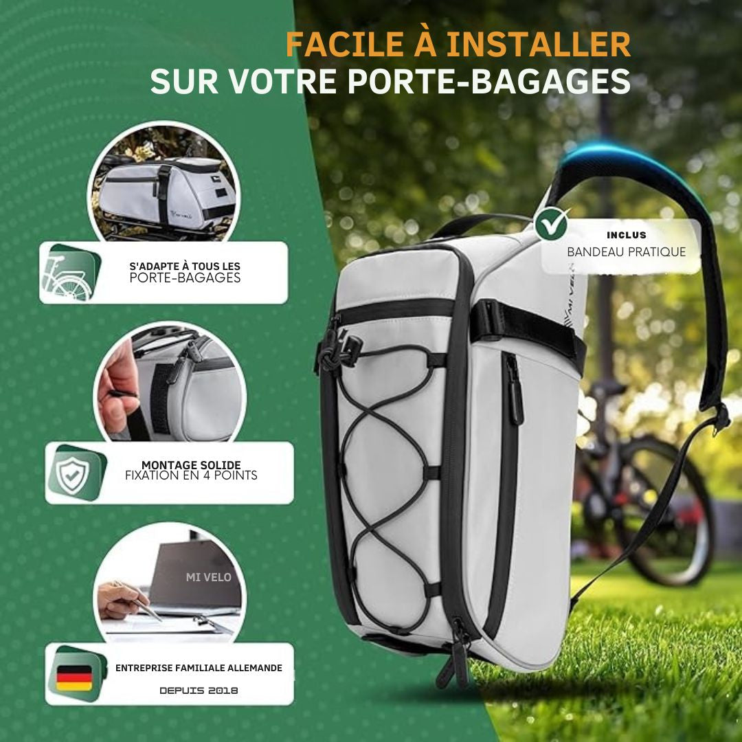Sacoche pour vélo - MIVELO - Imperméable et entièrement réfléchissante - 9 litres - Réfléchissante
