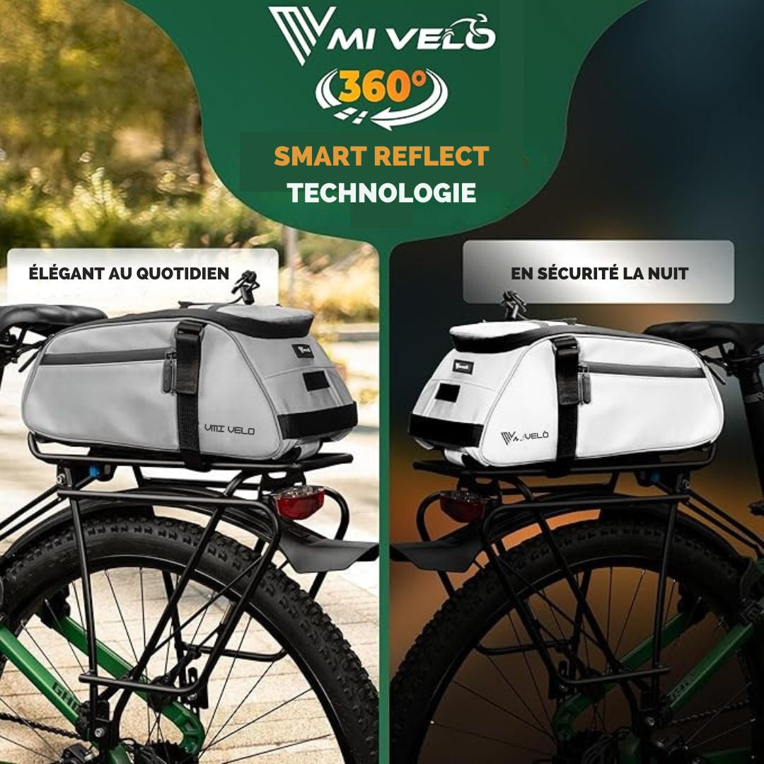 Sacoche pour vélo - MIVELO - Imperméable et entièrement réfléchissante - 9 litres - Réfléchissante