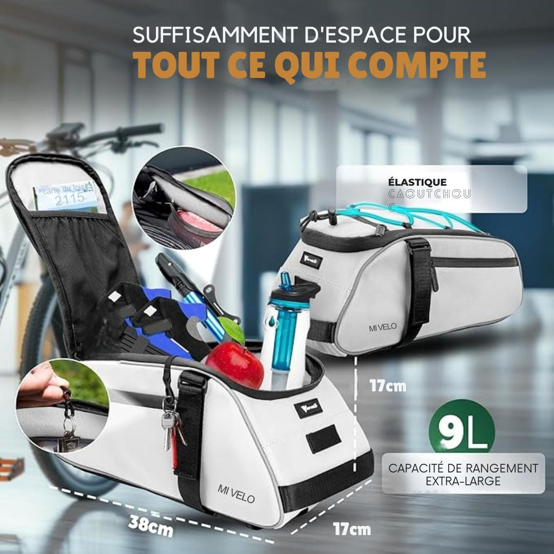 Sacoche pour vélo - MIVELO - Imperméable et entièrement réfléchissante - 9 litres - Réfléchissante