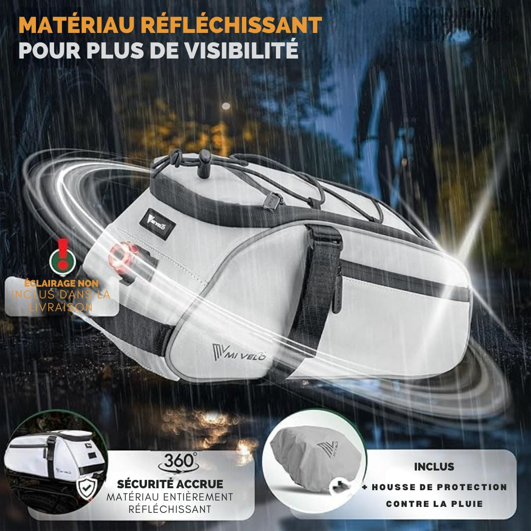 Sacoche pour vélo - MIVELO - Imperméable et entièrement réfléchissante - 9 litres - Réfléchissante