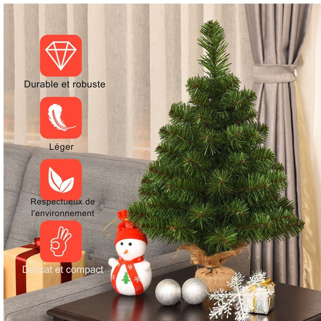 Sapin de Noël artificiel Coast, branches de pin en PVC - 60 cm - socle en ciment - branches réalistes - vert