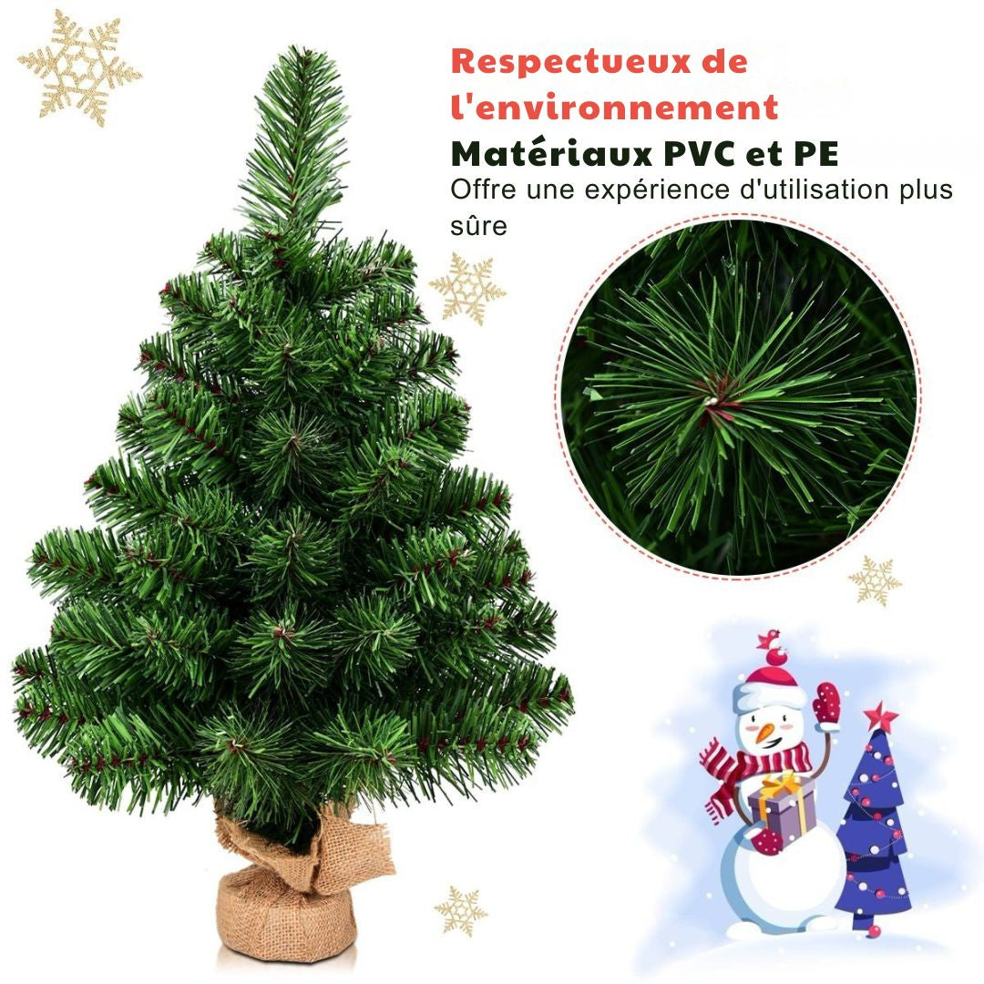 Sapin de Noël artificiel Coast, branches de pin en PVC - 60 cm - socle en ciment - branches réalistes - vert