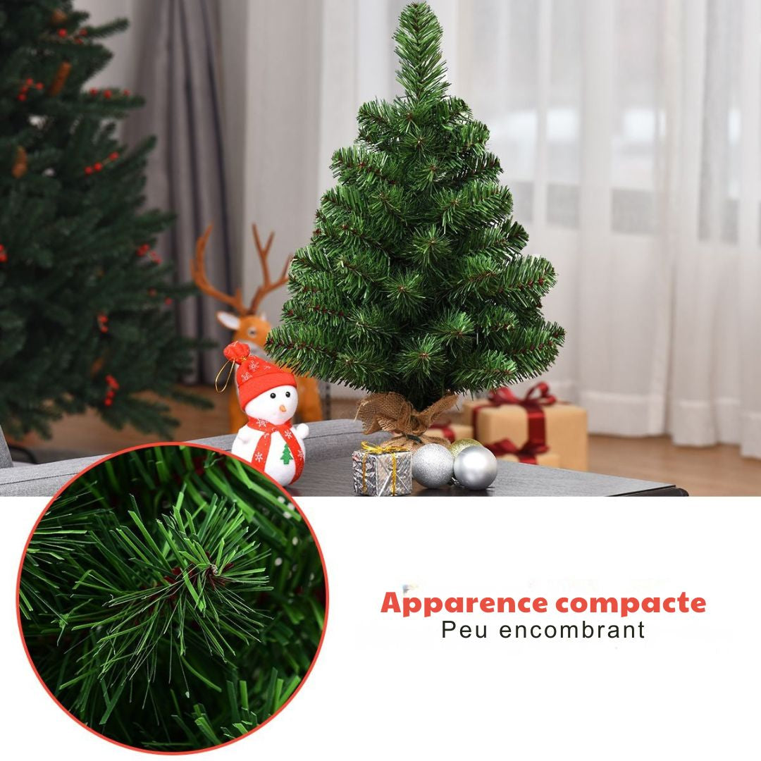 Sapin de Noël artificiel Coast, branches de pin en PVC - 60 cm - socle en ciment - branches réalistes - vert