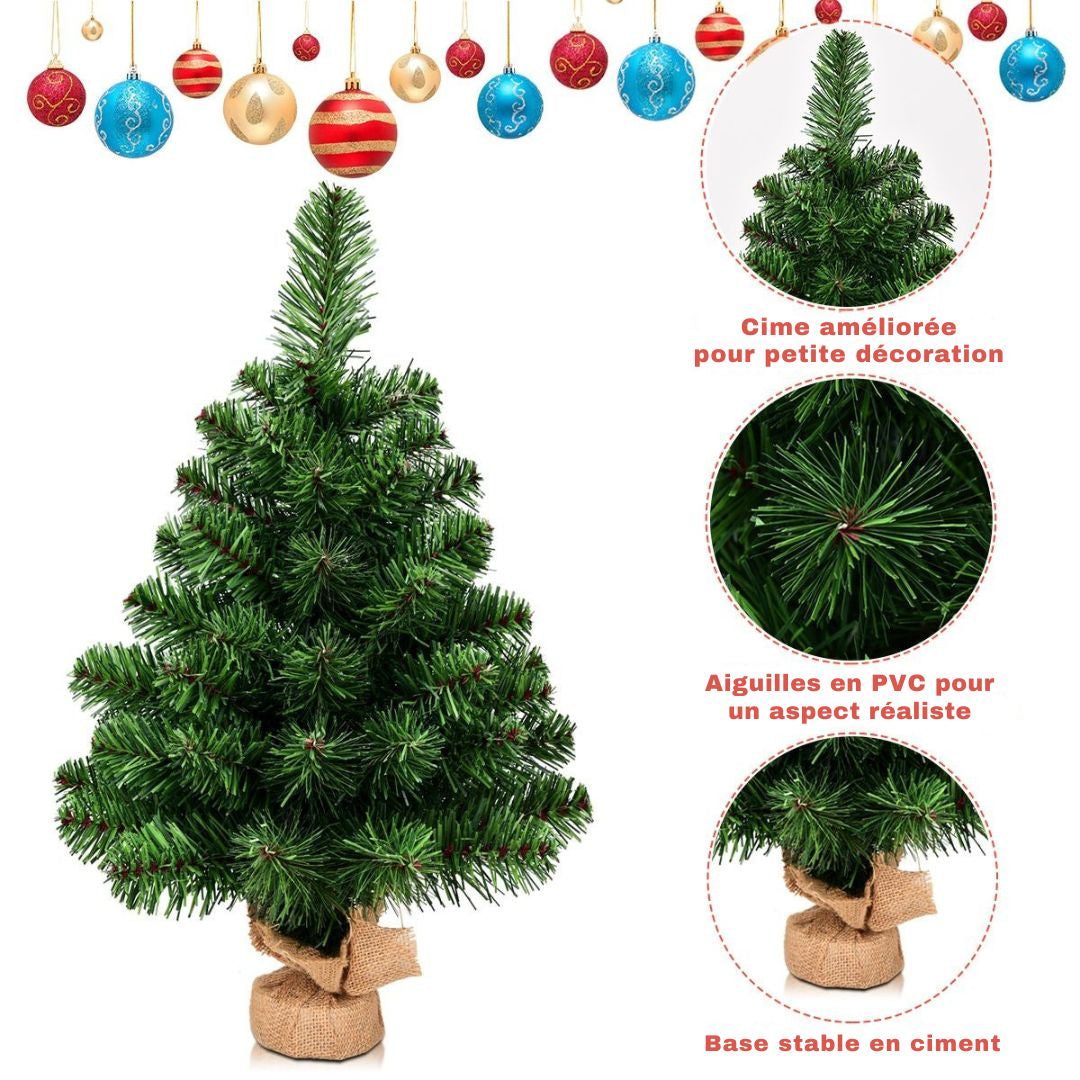 Sapin de Noël artificiel Coast, branches de pin en PVC - 60 cm - socle en ciment - branches réalistes - vert
