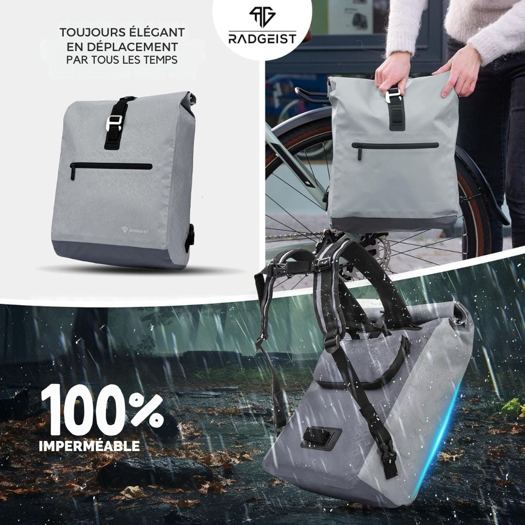 Sac à vélo pour porteur I - RADGEIST - pour femmes & hommes - sac à bandoulière - 20L gris