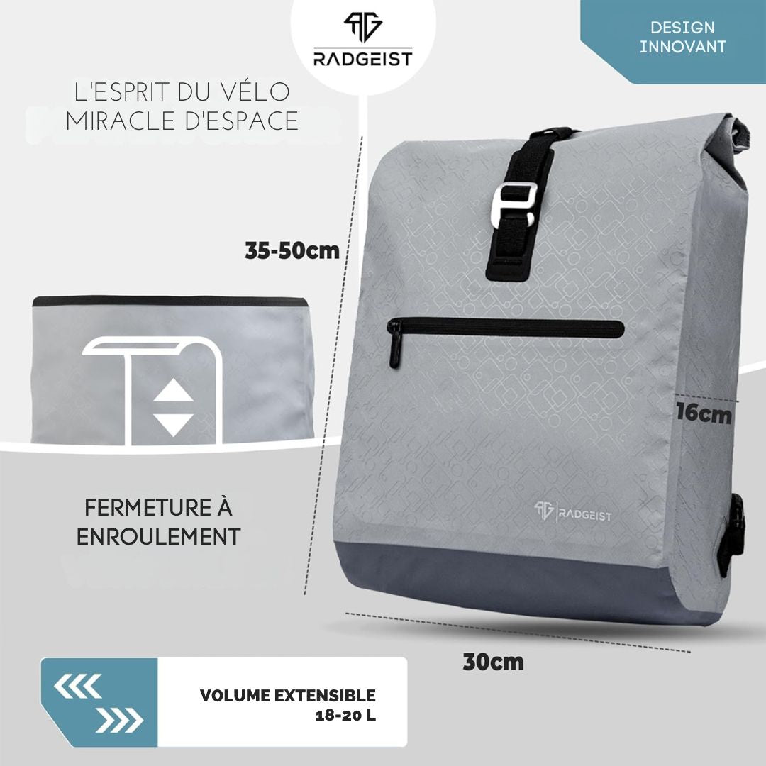 Sac à vélo pour porteur I - RADGEIST - pour femmes & hommes - sac à bandoulière - 20L gris