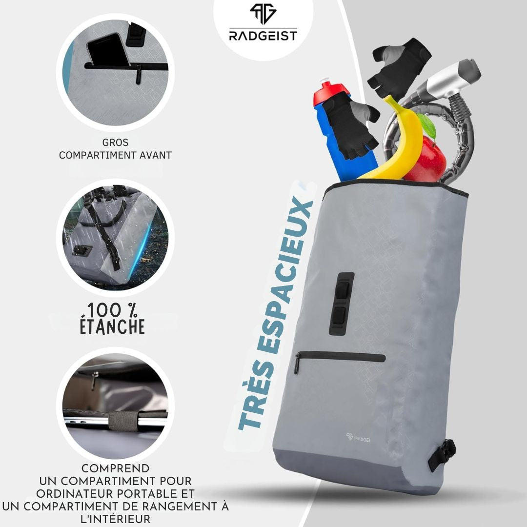 Sac à vélo pour porteur I - RADGEIST - pour femmes & hommes - sac à bandoulière - 20L gris