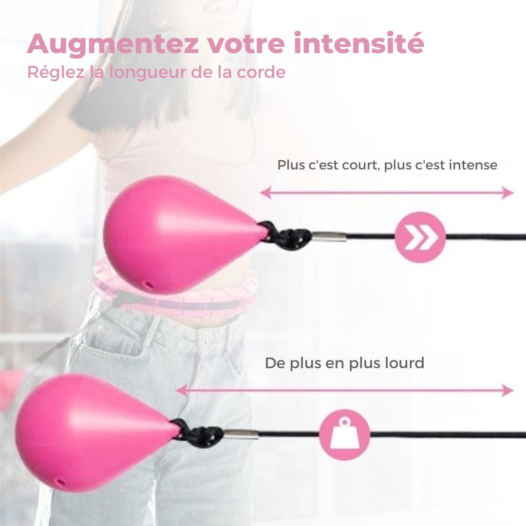 Hula Hoop réglable avec poids - Nuvance - 24 + 5 maillons - eBook inclus - pour adultes et enfants - Rose