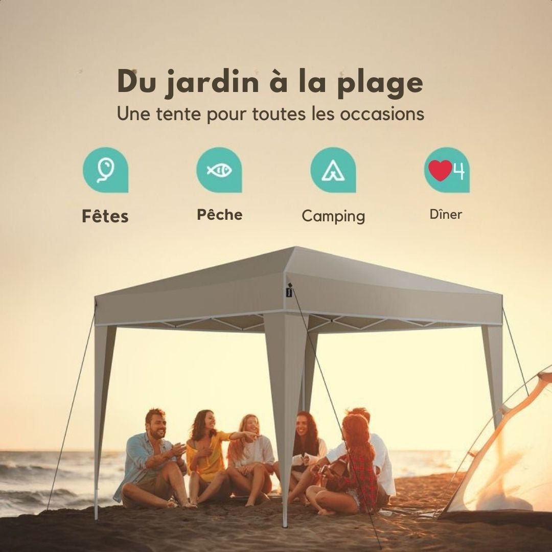 Tente de réception LifeGoods - Imperméable et résistante aux UV - 300 x 300 x 320 cm - Beige
