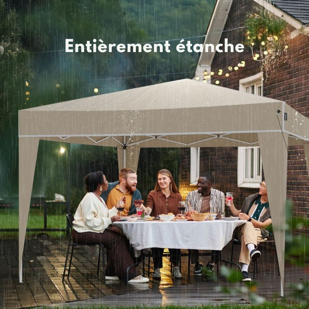 Tente de réception LifeGoods - Imperméable et résistante aux UV - 300 x 300 x 320 cm - Beige