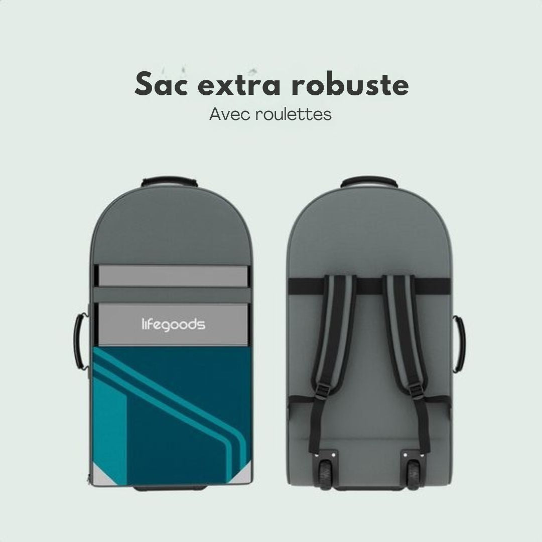 Paddle Tandem LifeGoods - 2 personnes - 220 KG de capacité de charge - 381 x 86 cm - Gonflable - Pack Sup complet - Bleu