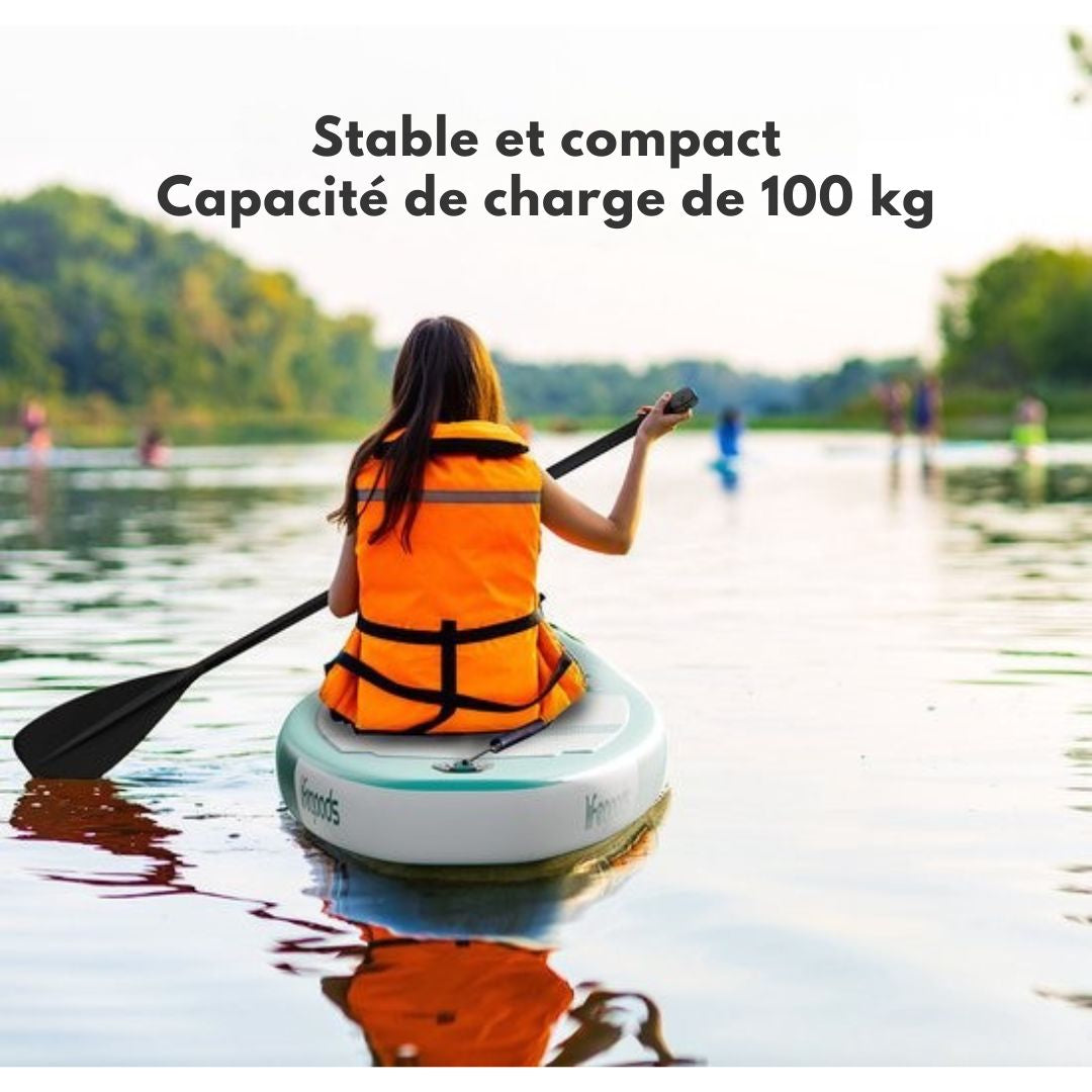 Planche de paddle polyvalente - LifeGoods - Capacité de charge 100 KG - 300 x 76 cm - Gonflable - Pack SUP complet - Vert menthe