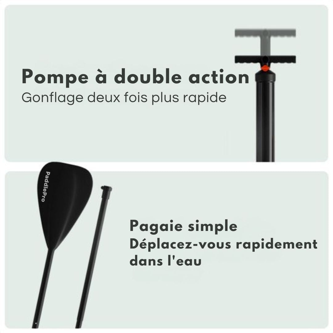 Planche de paddle polyvalente - LifeGoods - Capacité de charge 100 KG - 300 x 76 cm - Gonflable - Pack SUP complet - Vert menthe