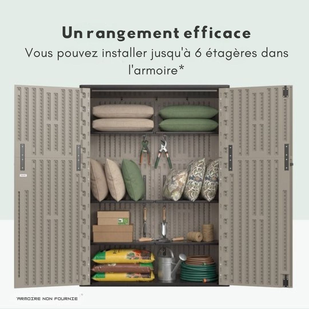 Jeu d'étagères pour armoire de jardin LifeGoods - 2 pièces - capacité de charge de 25 kg - convient aux armoires de jardin LifeGoods - 61,5 x 30 cm - noir