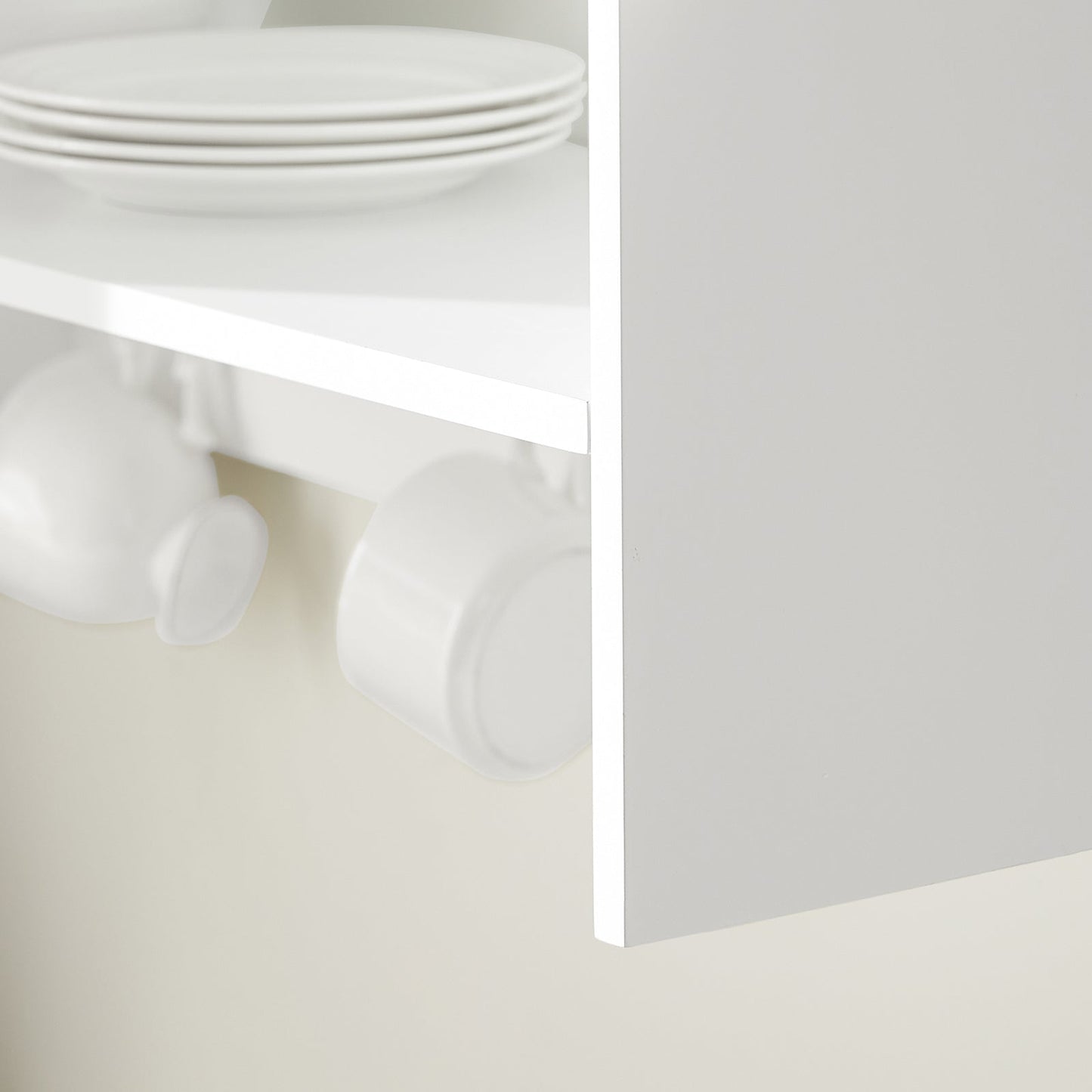 SoBuy Meuble de rangement avec support pour assiettes - Max. 10 kg - 64 x 24 x 71 cm - Blanc/ Naturel