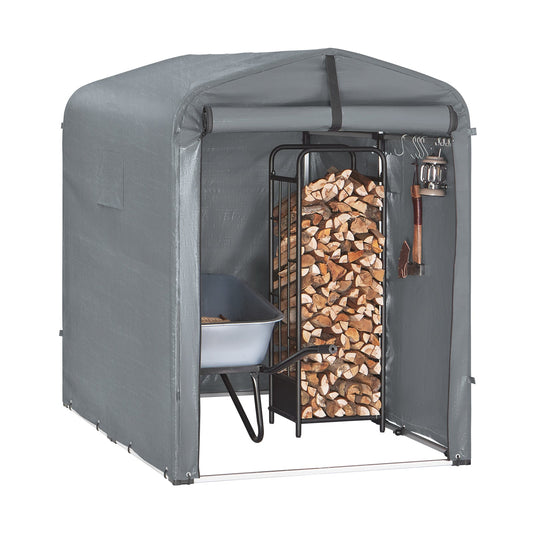 sobuy Abri de jardin extérieur - abri motorisé étanche avec crochets - abri vélo et rangement outils - gris - 120 × 176 × 163 cm