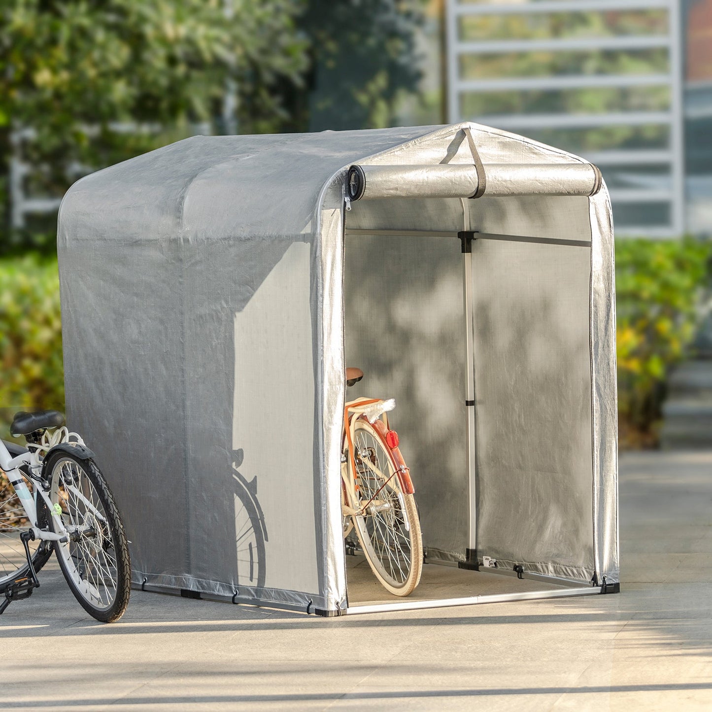 SoBuy KLS11-L Foil Tent 159 x 165 x 219 cm Grey - Auvent multifonctionnel, garage à vélo et rangement de jardin