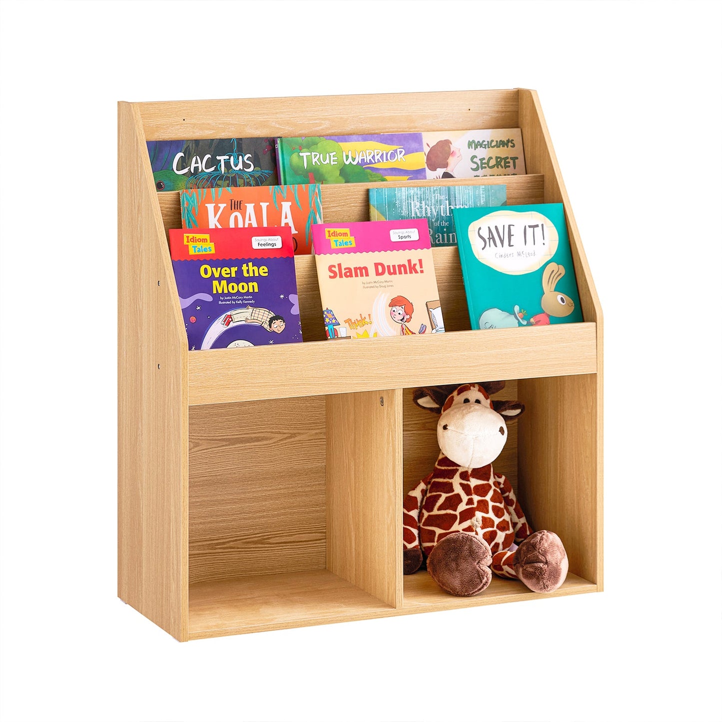 SoBuy KMB01-N Bibliothèque enfant en bois - 73x30x80 cm - 3 étagères et 2 compartiments ouverts