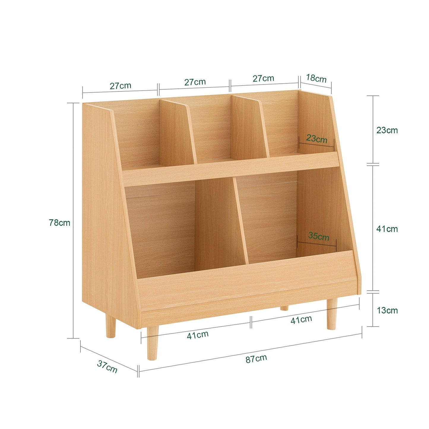 SoBuy KMB111-N Bibliothèque pour enfants 87x37x78 cm Naturel - Meuble de rangement à 5 compartiments sur pieds