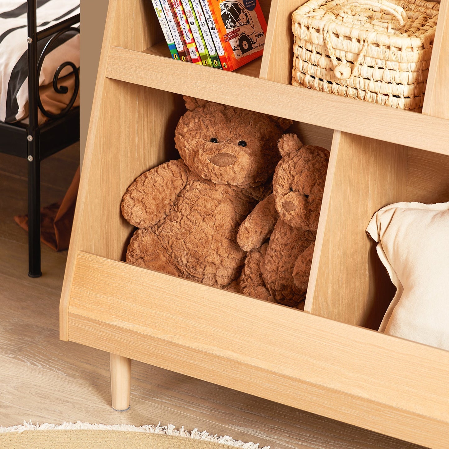 SoBuy KMB111-N Bibliothèque pour enfants 87x37x78 cm Naturel - Meuble de rangement à 5 compartiments sur pieds