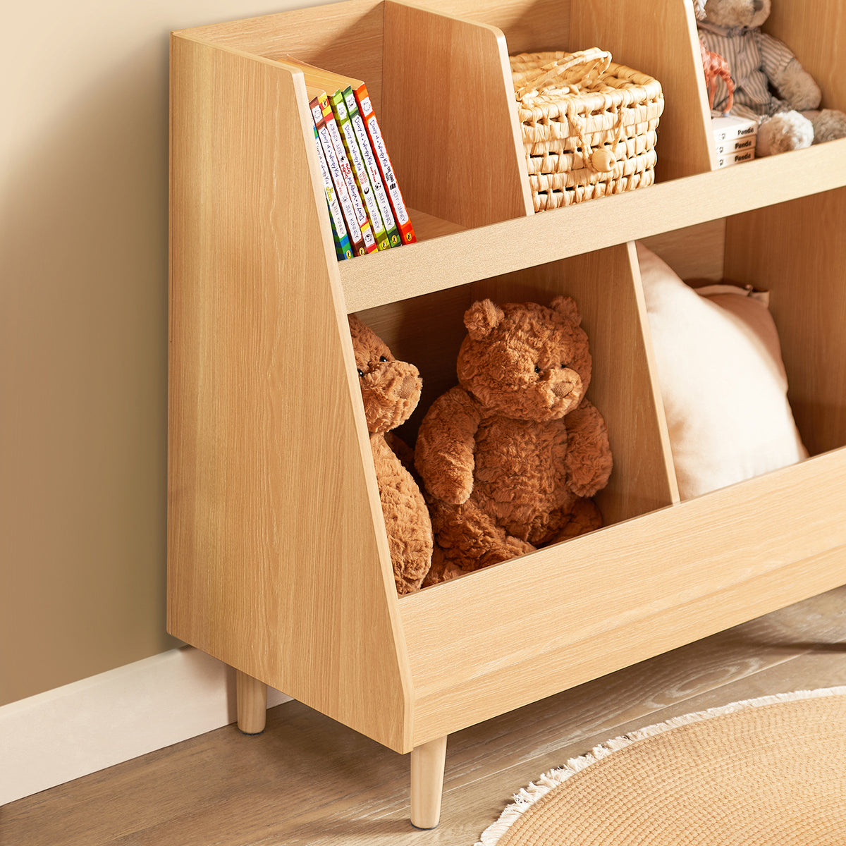SoBuy KMB111-N Bibliothèque pour enfants 87x37x78 cm Naturel - Meuble de rangement à 5 compartiments sur pieds