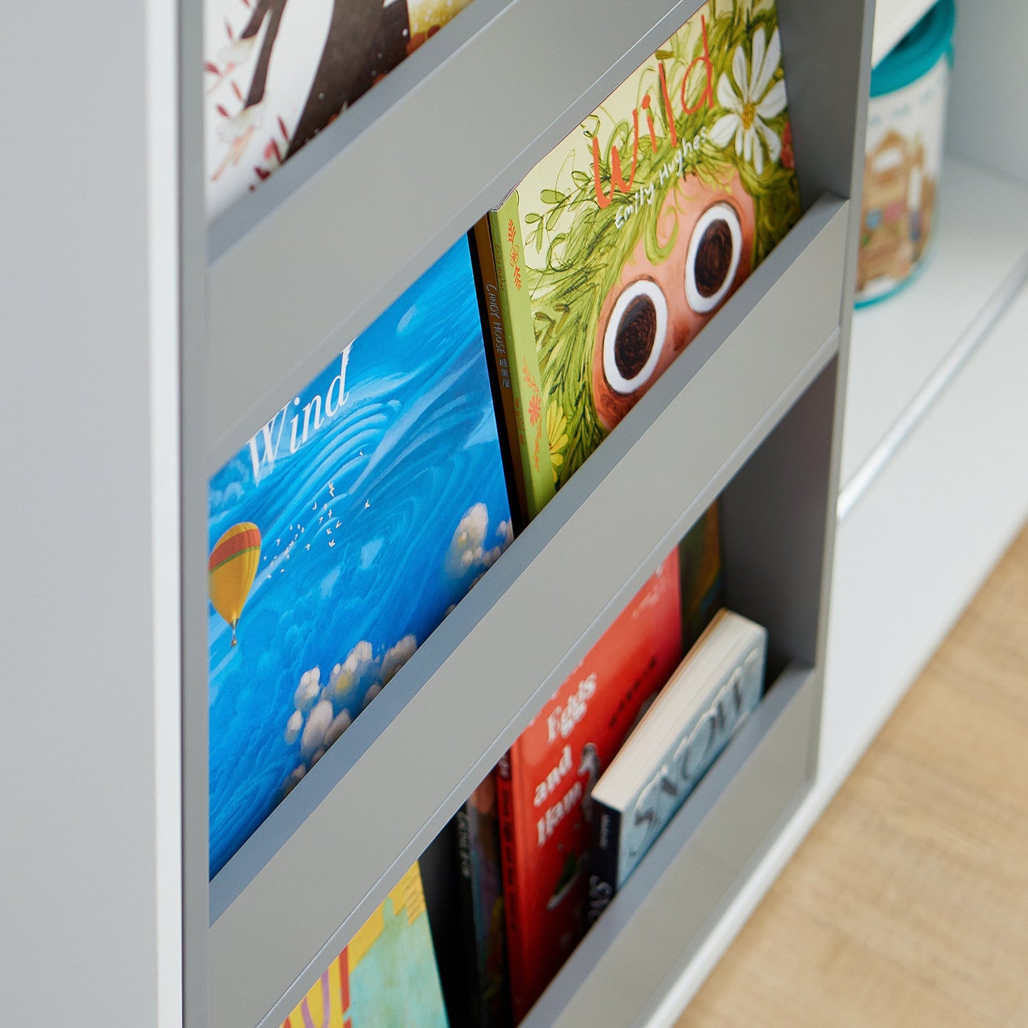 SoBuy Bibliothèque pour enfants - Max. 95 kg - 119 x 39 x 116 cm - Blanc / Gris