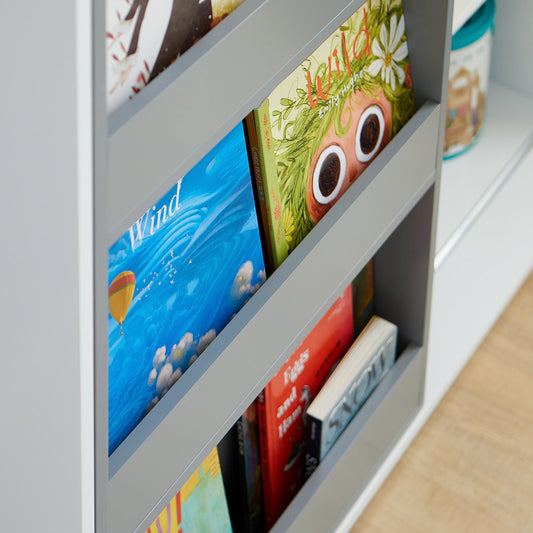 SoBuy Bibliothèque pour enfants - Max. 95 kg - 119 x 39 x 116 cm - Blanc / Gris