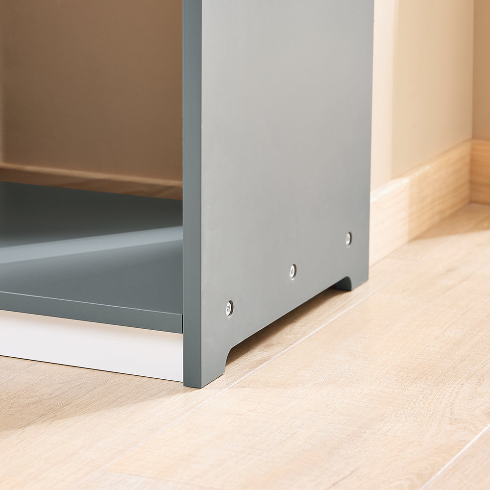 SoBuy KMB40-HG Armoire pour enfants 97x35x108 cm Gris - Porte-manteau pour enfants avec 3 crochets, étagères de rangement et panier