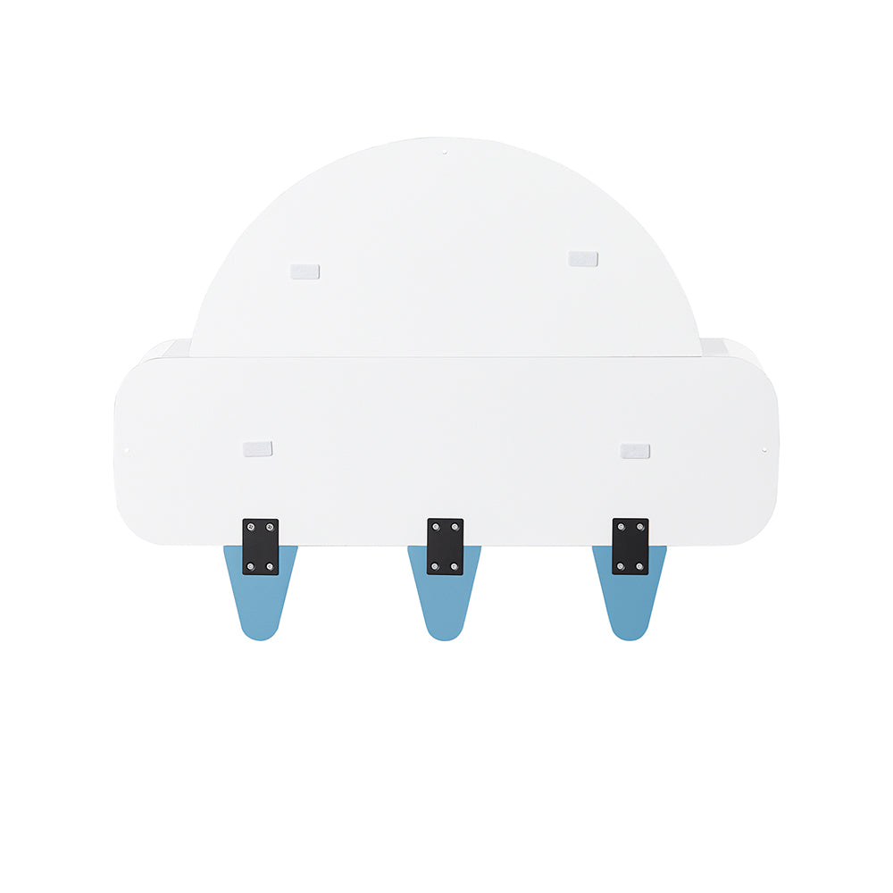 SoBuy KMB86-W Étagère murale pour enfants, étagère de rangement suspendue, porte-manteau pour enfants, étagère à livres, bibliothèque murale