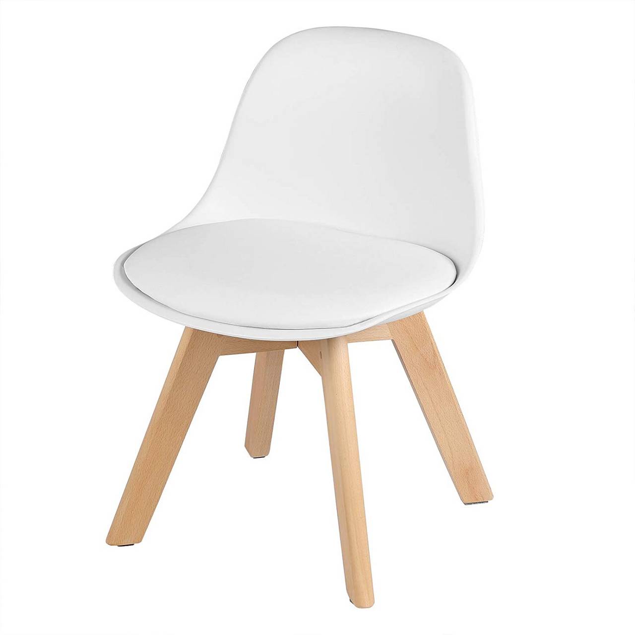 Chaise haute Woltu avec pieds et dossier en bois - Blanc - 56 x 38 x 33 cm