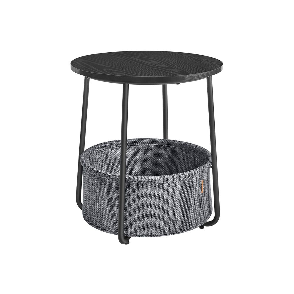 Parya Home Table d'appoint Cement Grey/White - Ø45 x 50 cm - Avec panier de rangement - Design moderne