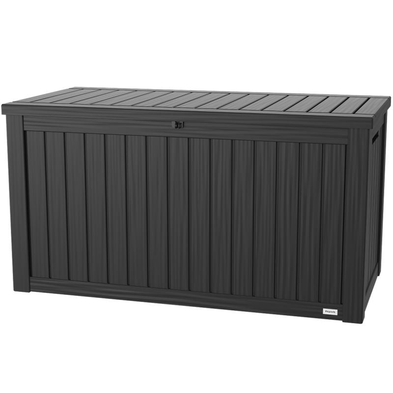 Boîte de rangement XXL LifeGoods - Cushion Box L - Plastique - 570L - Ressort à gaz - Résistant aux intempéries - Gris foncé