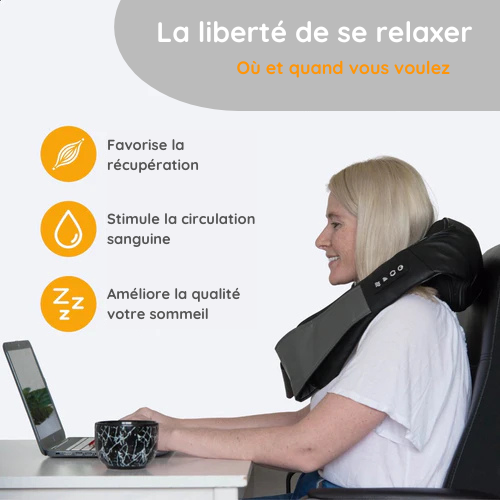 Masseur - Life products - Coussin de Massage Shiatsu - Sans fil Rechargeable - Noir