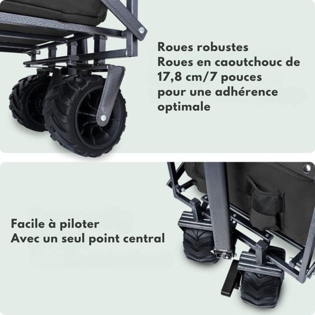 LifeGoods Wagon - Pliable - Capacité de charge 80KG - 94L - Polyester lavable - Noir