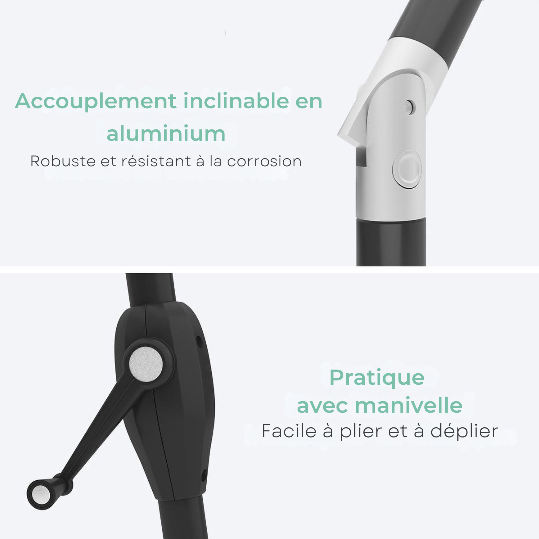 LifeGoods Parasol - Ø270 cm - 30° inclinable - imperméable - avec housse - Taupe