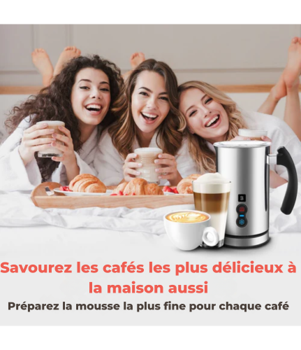 Mousseur à lait électrique - KitchenBrothers - 240 ML - Acier inoxydable - Noir