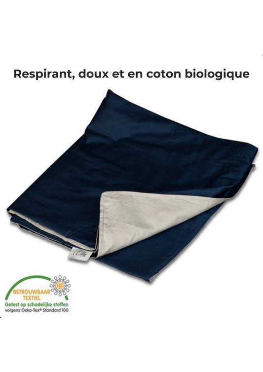 Housse de couverture lestée - EL-Life - 200 x 200 cm - 100% coton - gris et bleu