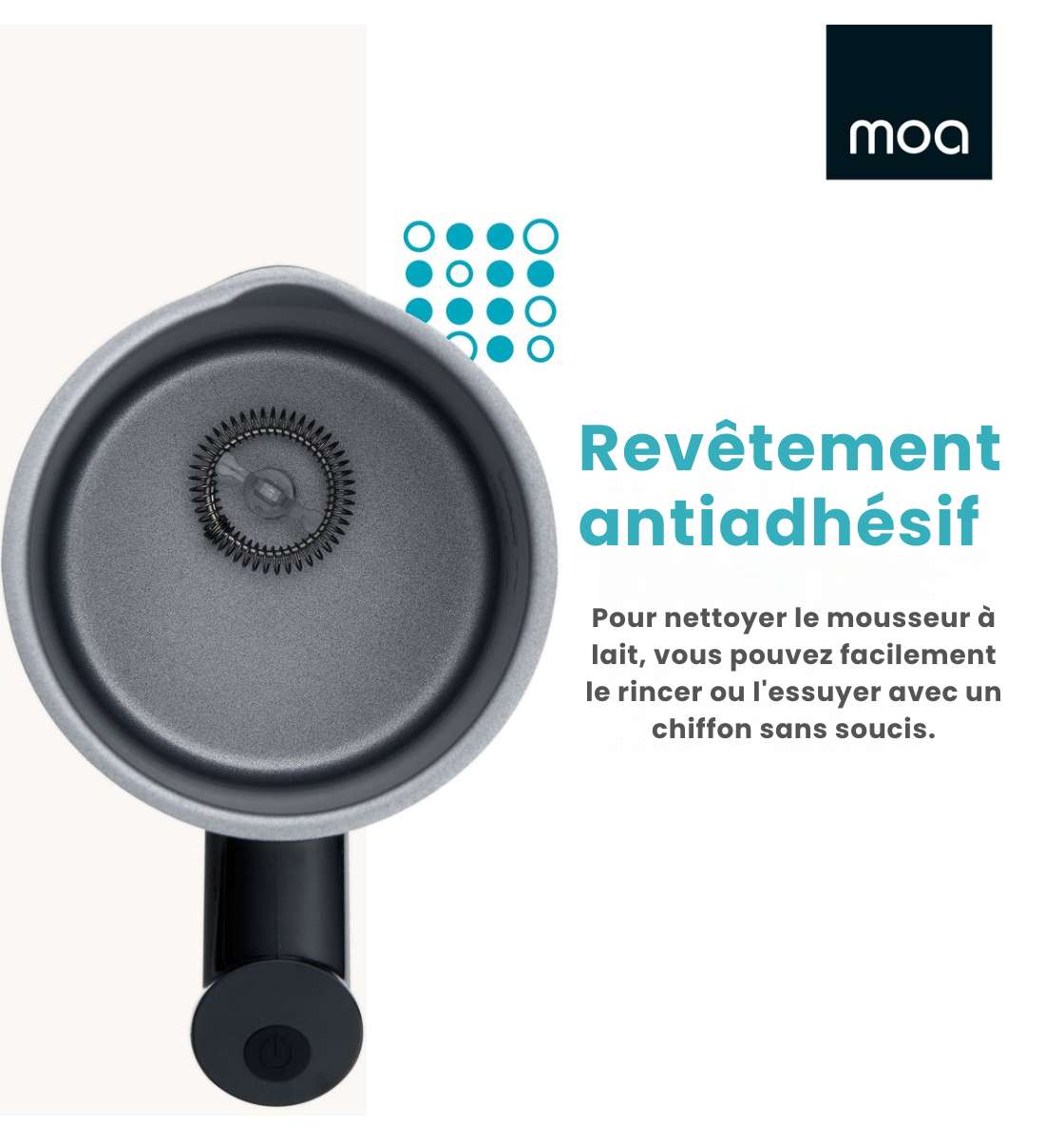 Mousseur à lait électrique MF1B - MOA - Cappuccino, Latte, cortado - 3-en-1 - Noir - Sans BPA