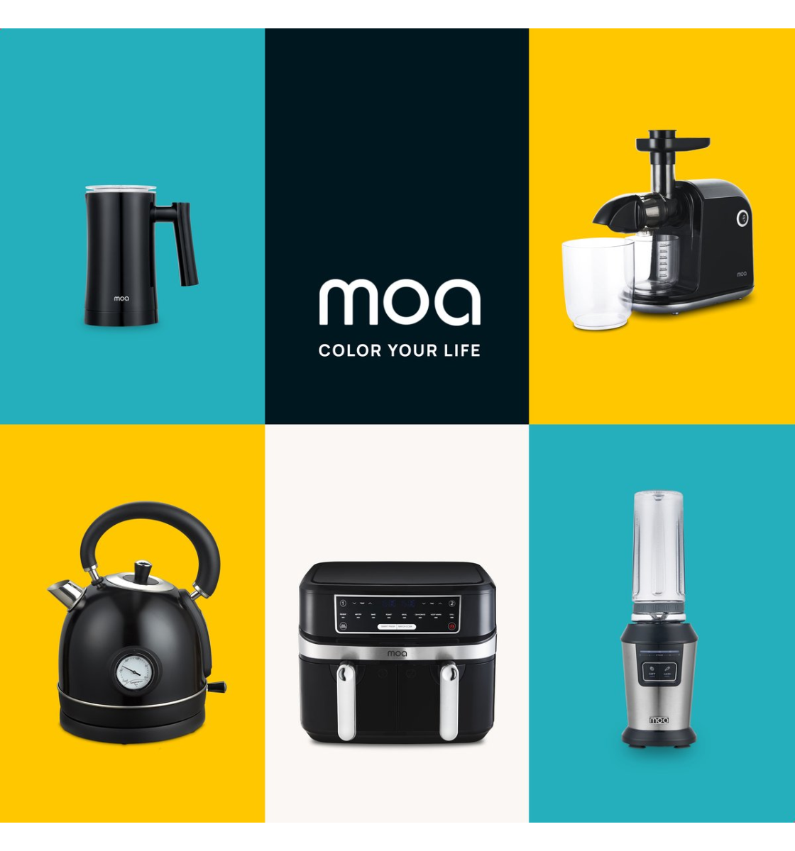 Mousseur à lait électrique MF1B - MOA - Cappuccino, Latte, cortado - 3-en-1 - Noir - Sans BPA
