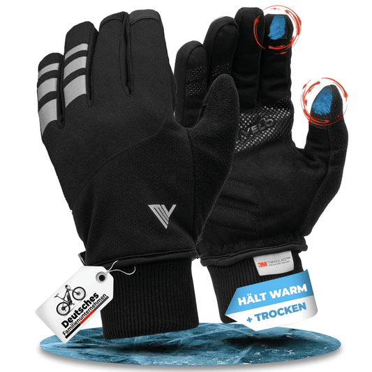 MIVELO THERMO-FIT Gants d'hiver - Polaire thermique & 3M Thinsulate - Noir - Unisexe - Taille L