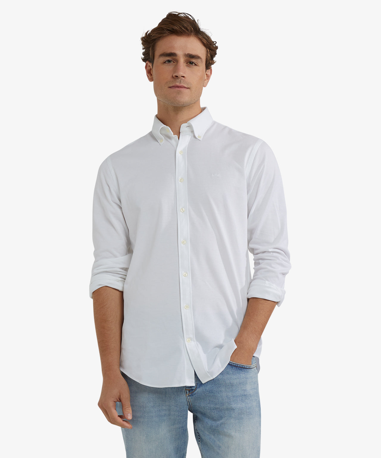 McGregor - Chemise en piqué stretch - Coupe régulière et confortable - Blanc - Taille S