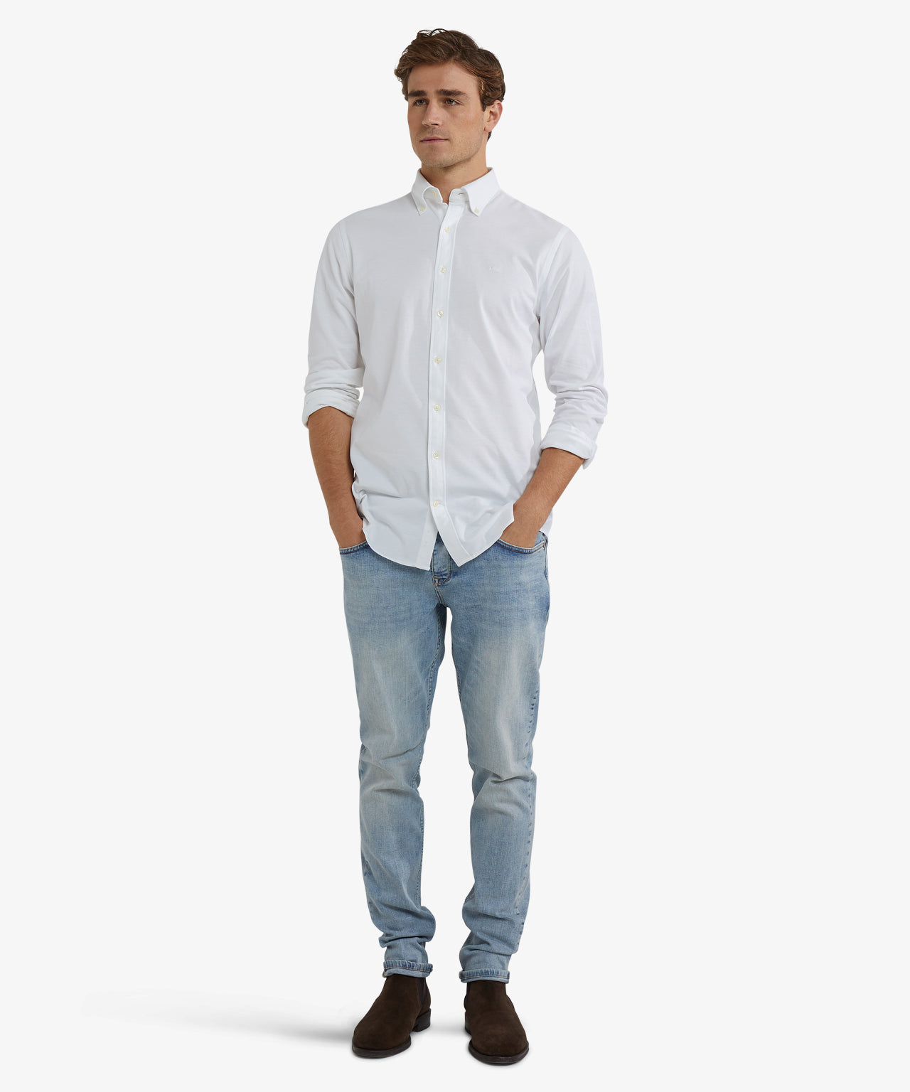 McGregor - Chemise en piqué stretch - Coupe régulière et confortable - Blanc - Taille S