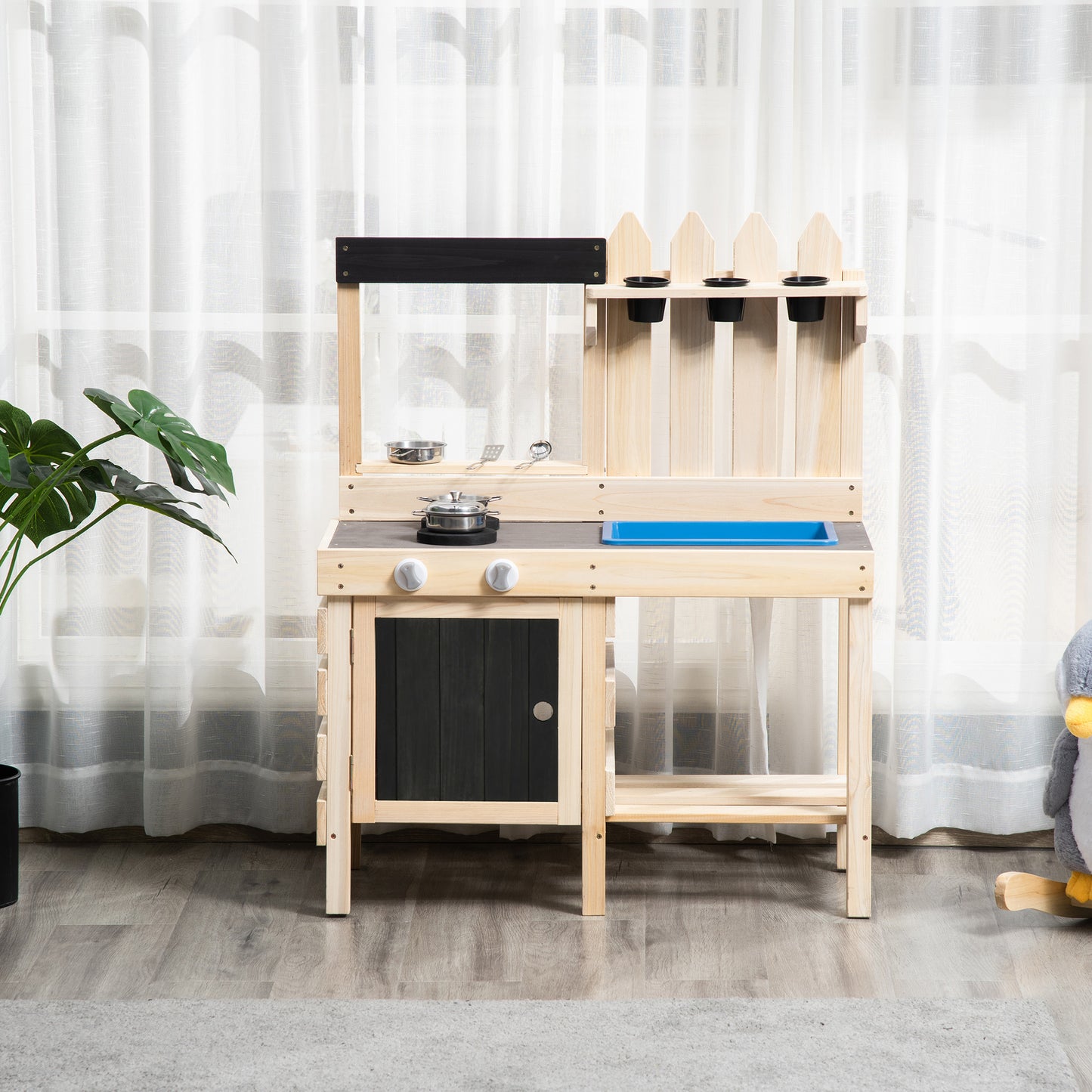 Cuisine pour enfants HOMCOM - Kitchenette complète avec accessoires - 82 x 30 x 85 cm - bois