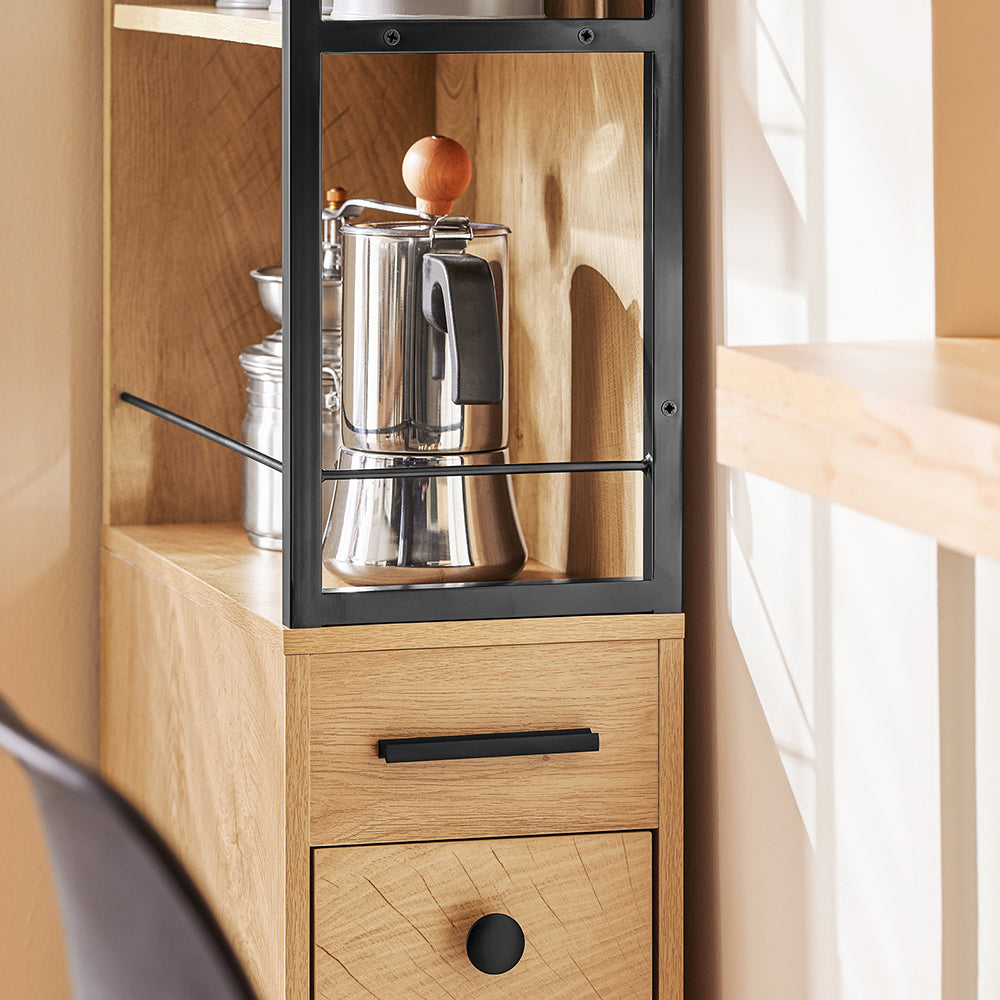 SoBuy NSR13-N Armoire de cuisine étroite sur roulettes - 40x20x170 cm - Couleur bois et métal noir