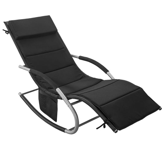 Sobuy rocking chair OGS28 - chaise longue ergonomique - 143×57×85 cm - noir