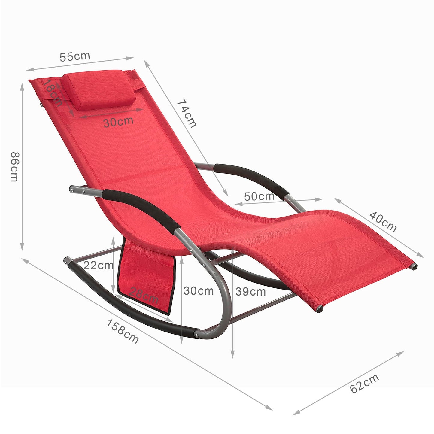 SoBuy Chaise Balançoire Confortable - Rouge - Structure Métallique