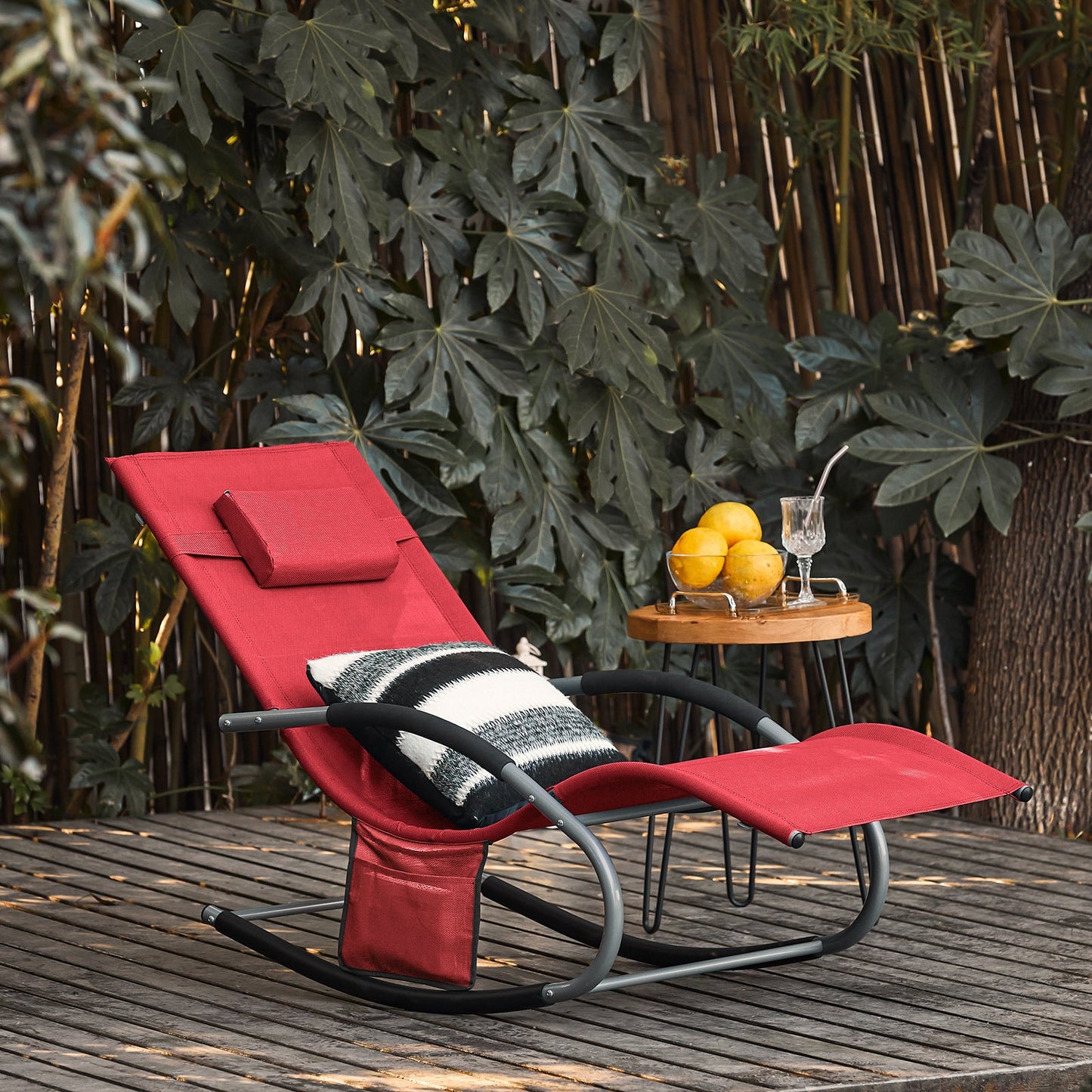 SoBuy Chaise Balançoire Confortable - Rouge - Structure Métallique