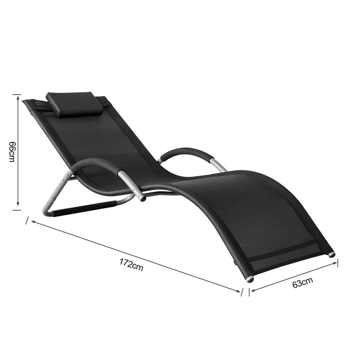 SoBuy Chaise de jardin - Lounger Noir - 63x66x172cm - OGS38-SCH