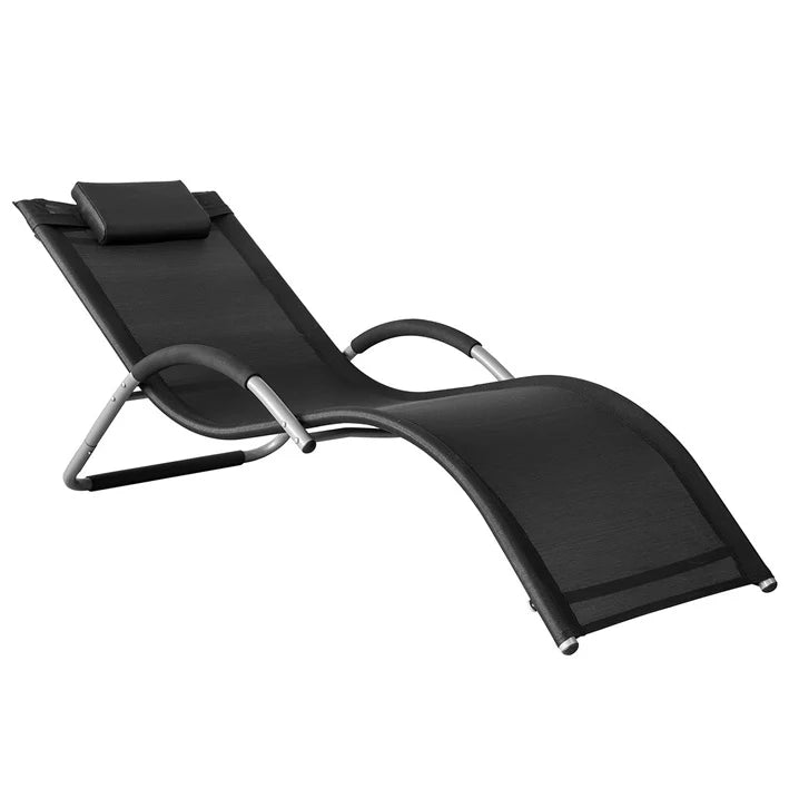 SoBuy Chaise de jardin - Lounger Noir - 63x66x172cm - OGS38-SCH
