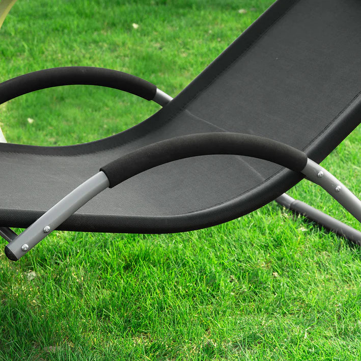 SoBuy Chaise de jardin - Lounger Noir - 63x66x172cm - OGS38-SCH